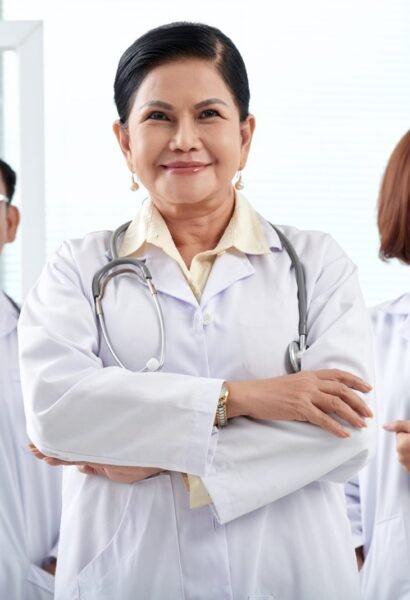 Vietnamese team of smiling medical workers